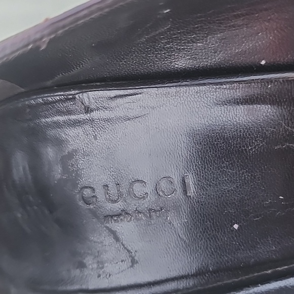 Gucci Gold clasp Horsebit Brown Leather GG Peep Toe Heels Size 40.5 C - Picture 12 of 12